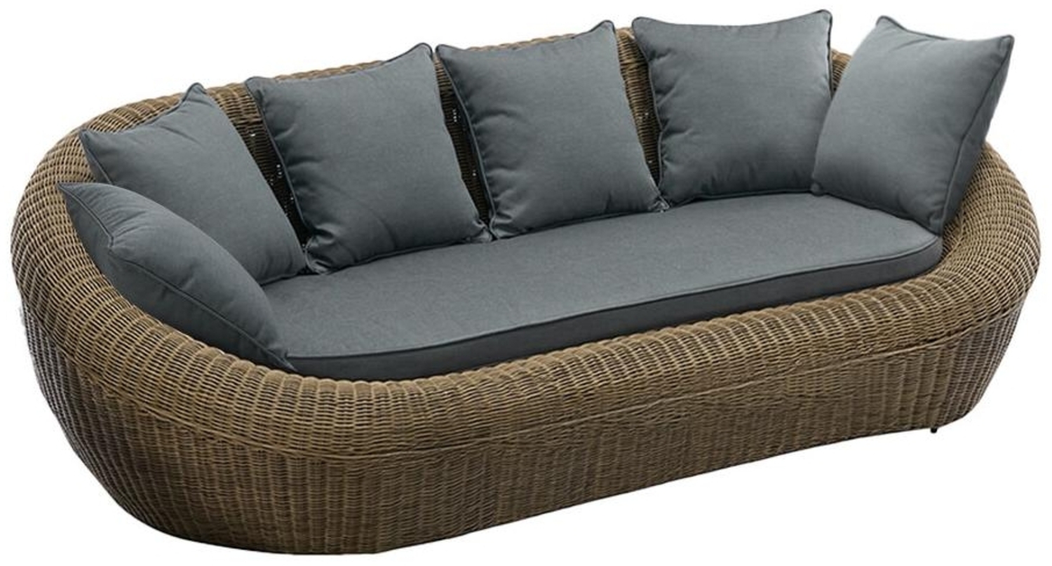 Vente-unique - Gartensofa 3-Sitzer - Polyrattan - Holzfarben dunkel - WHITEHEAVEN von MYLIA Bild 1