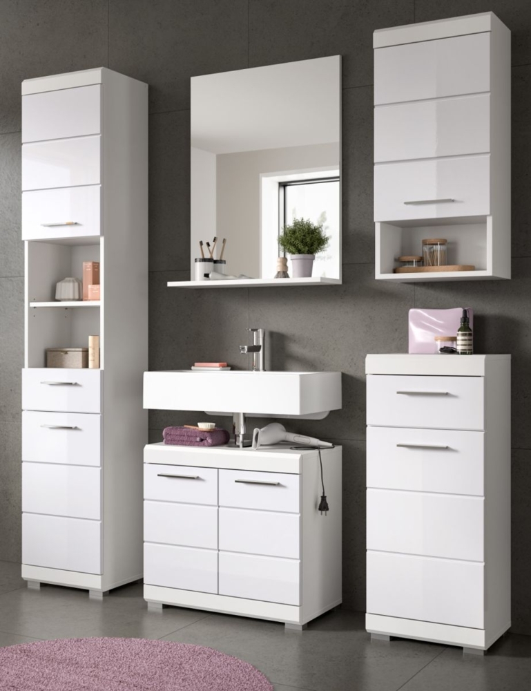 Badmöbel Set in Shawn weiß Hochglanz 5-teilig 164 cm Bild 1