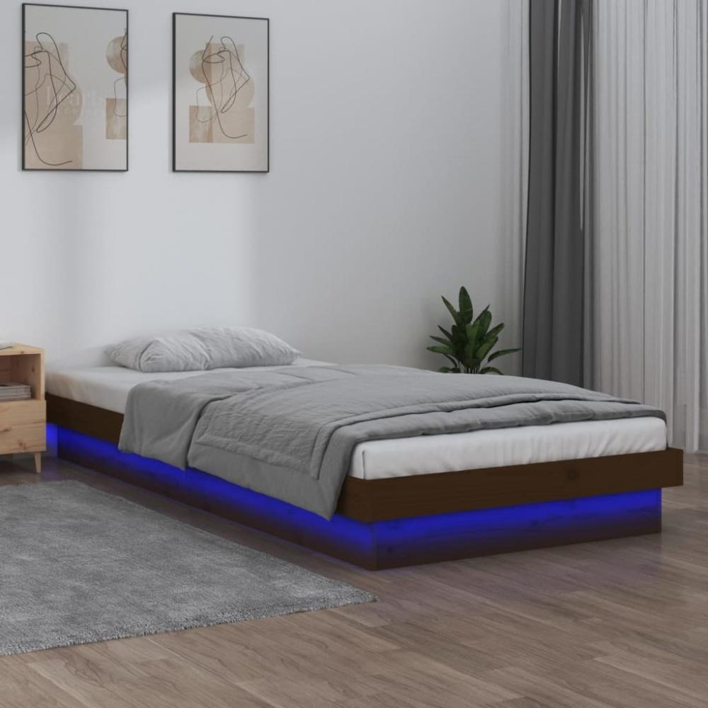 vidaXL Massivholzbett mit LEDs Honigbraun 75x190 cm 820000 Bild 1