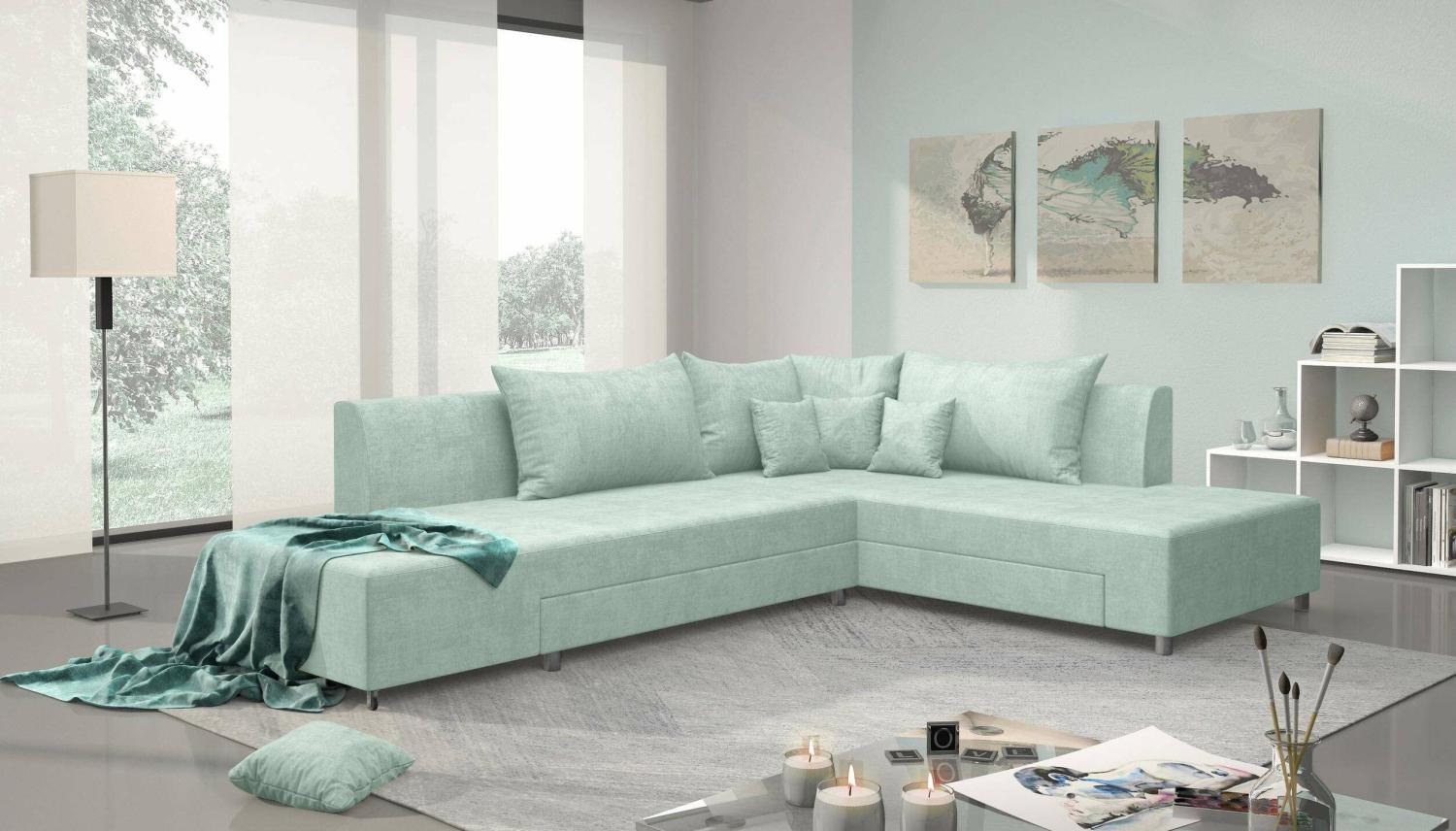 Stylefy Livia Ecksofa Grün Velours Bild 1