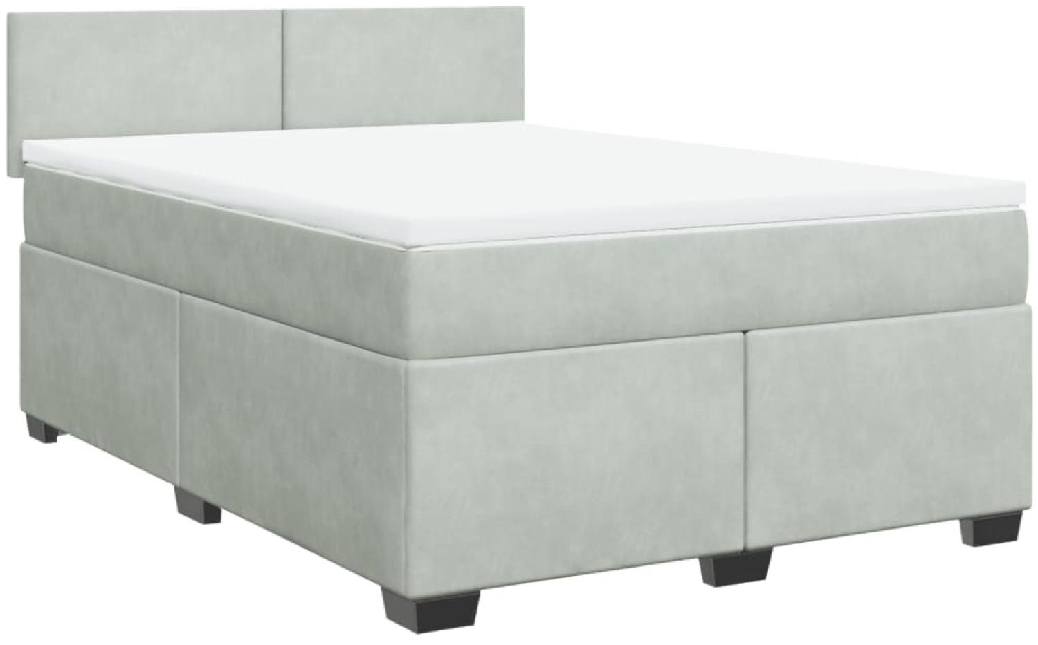vidaXL Boxspringbett mit Matratze Hellgrau 160x200 cm Samt 3286348 Bild 1