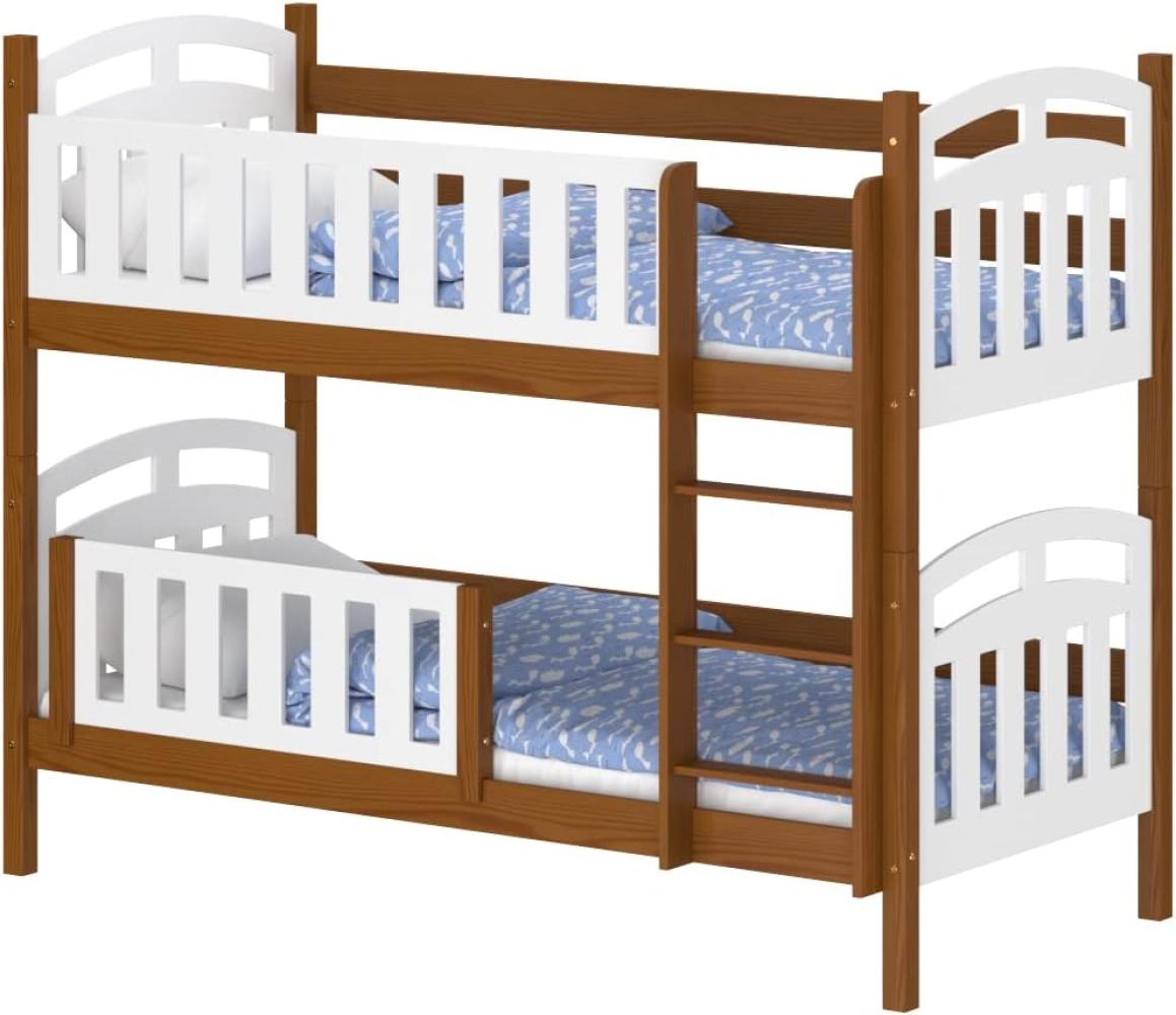 WNM Group Kinderbett mit Rausfallschutz Suzie - aus Massivholz - Hochbett fr Mdchen und Jungen - Absturzsicherung Hochbett - Kinderhochbetten 190x90 cm - Braun Bild 1