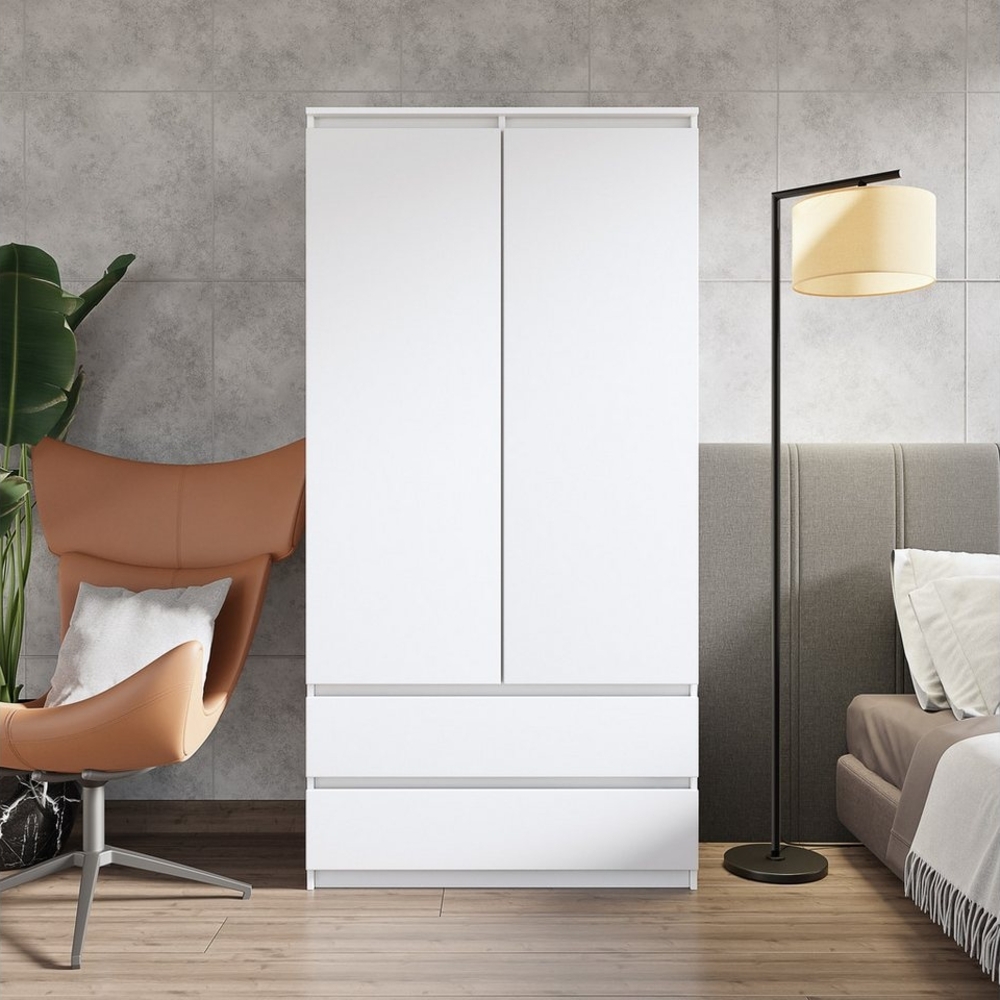 Furnica Kleiderschrank Garderobenschrank, 2 Türen und 2 Schubladen H180 x B90 x T50cm Bild 1