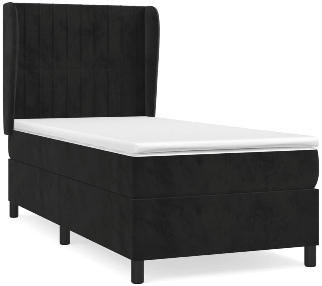 vidaXL Boxspringbett mit Matratze Schwarz 100x200 cm Samt 3129317 Bild 1