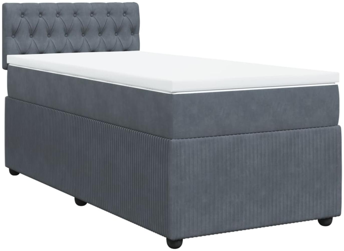 vidaXL Boxspringbett mit Matratze Dunkelgrau 100x200 cm Samt 3287669 Bild 1