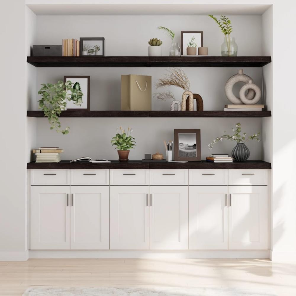 vidaXL Wandregal Dunkelbraun 220x60x(2-6)cm Massivholz Eiche Behandelt Bild 1