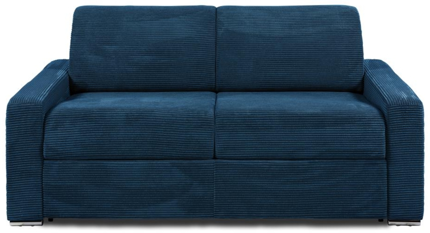 Vente-unique - Schlafsofa mit Matratze 3-Sitzer - Liegefläche 140 cm - Matratze 18 cm - Cord - Blau - CALITO Bild 1