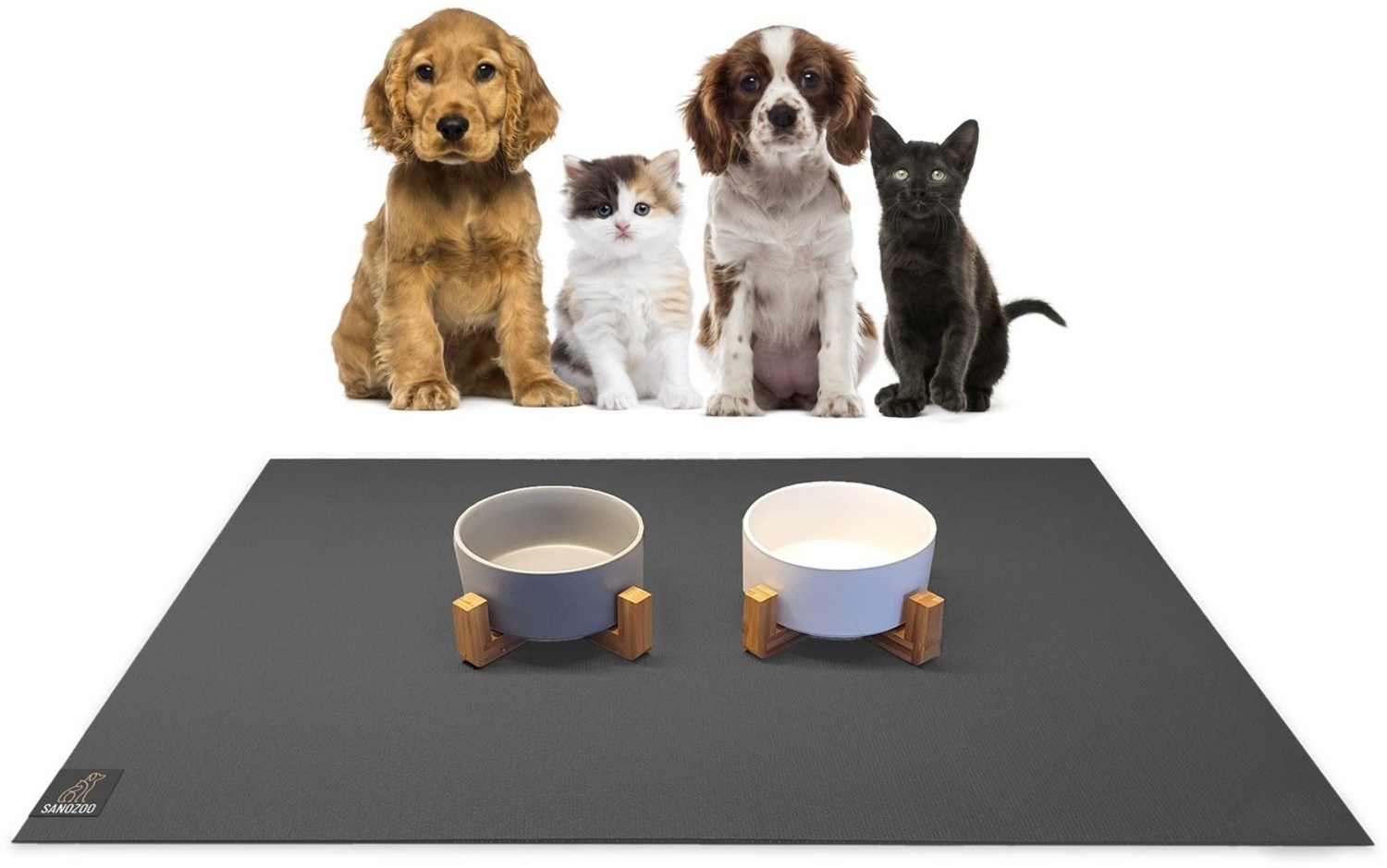 Sanozoo Napfunterlage Öko-Tex & Made in Germany, 2-St, für Hunde & Katzen in Eckig, Rund, Halbrund oder Eckrund Bild 1