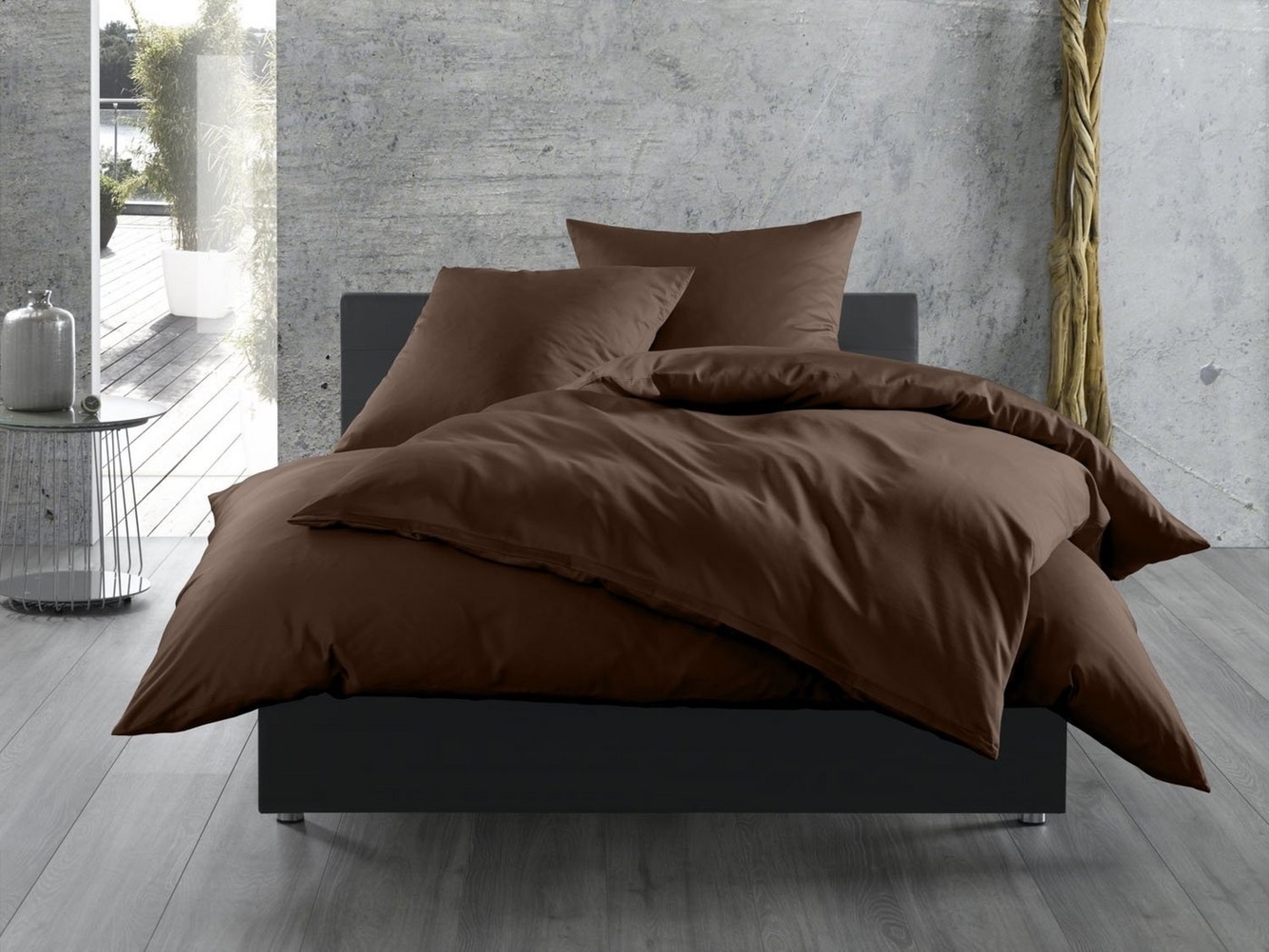 BETTWAESCHE-MIT-STIL Bettwäsche Mako Satin Bettwäsche uni einfarbig, Mako-Satin, 3 teilig Bild 1