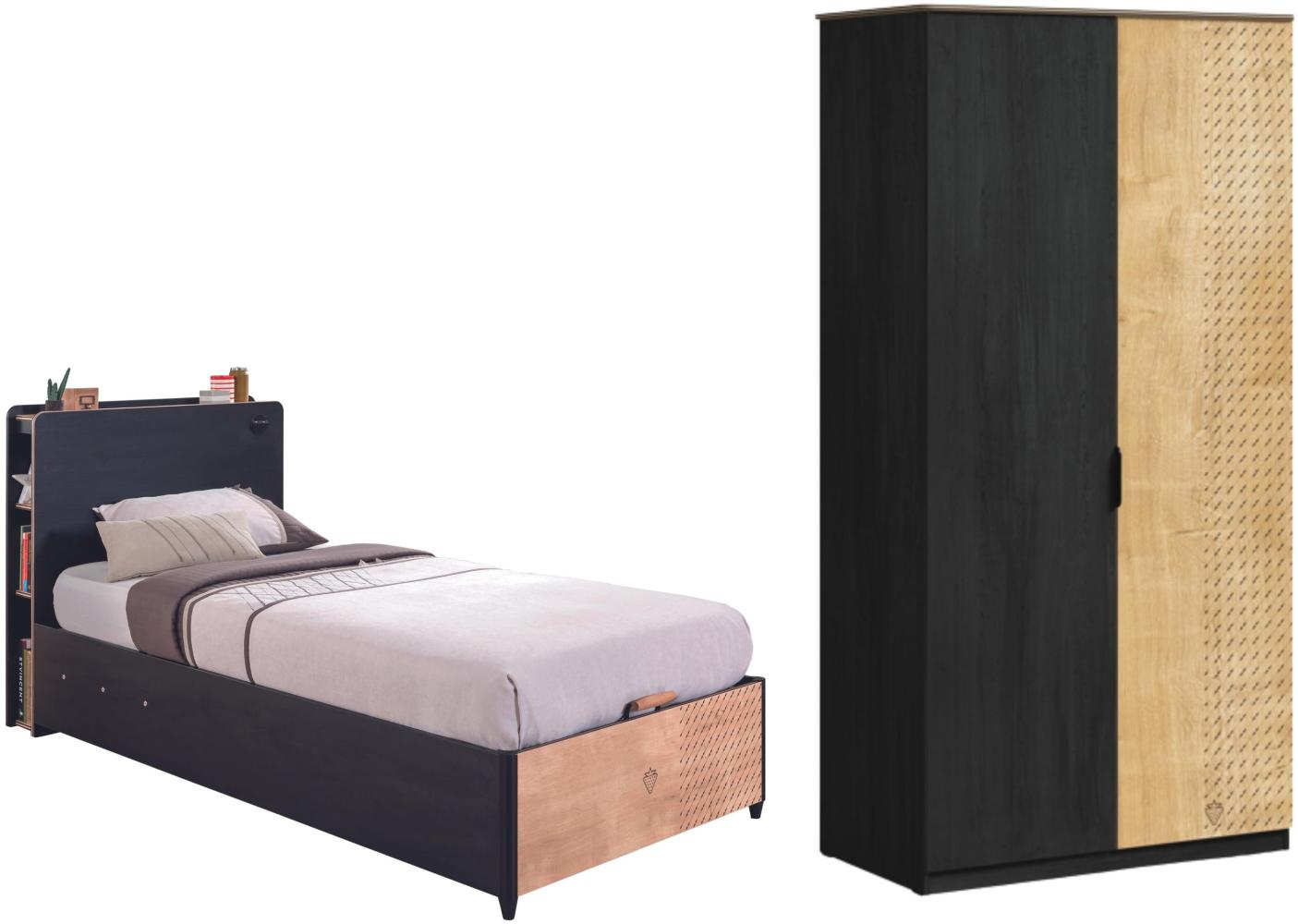 Cilek Work Jugendzimmer 2-teilig mit Stauraumbett Zweifarbig Schwarz Komplettzimmer ohne Matratze Bild 1