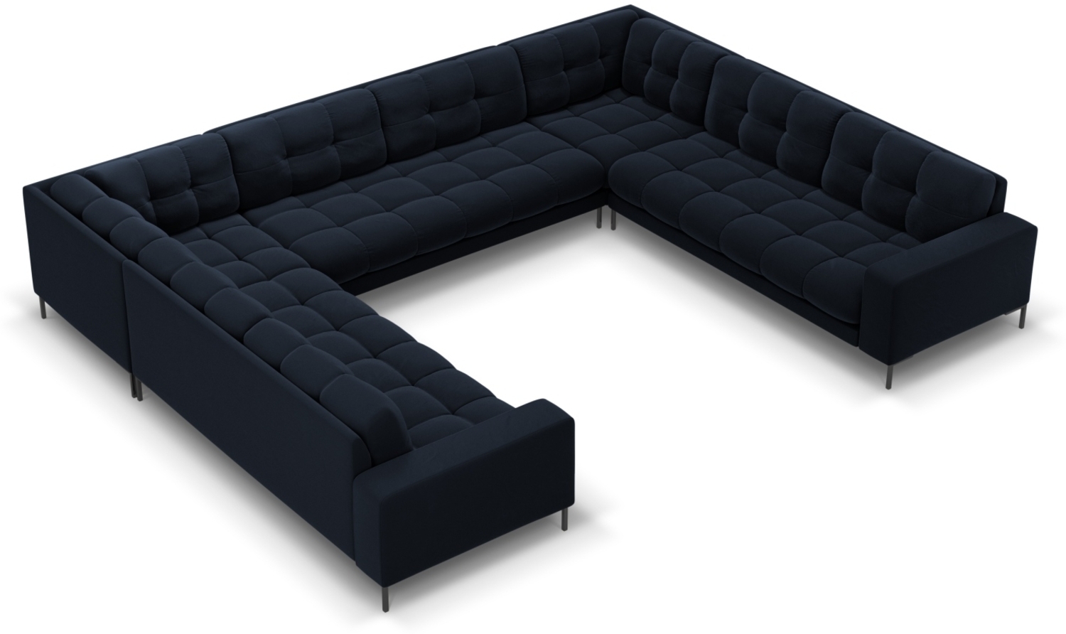 Micadoni Wohnlandschaft Mamaia 9-Sitzer Samtstoff Bluvel Dunkelblau schwarze Beine Bild 1