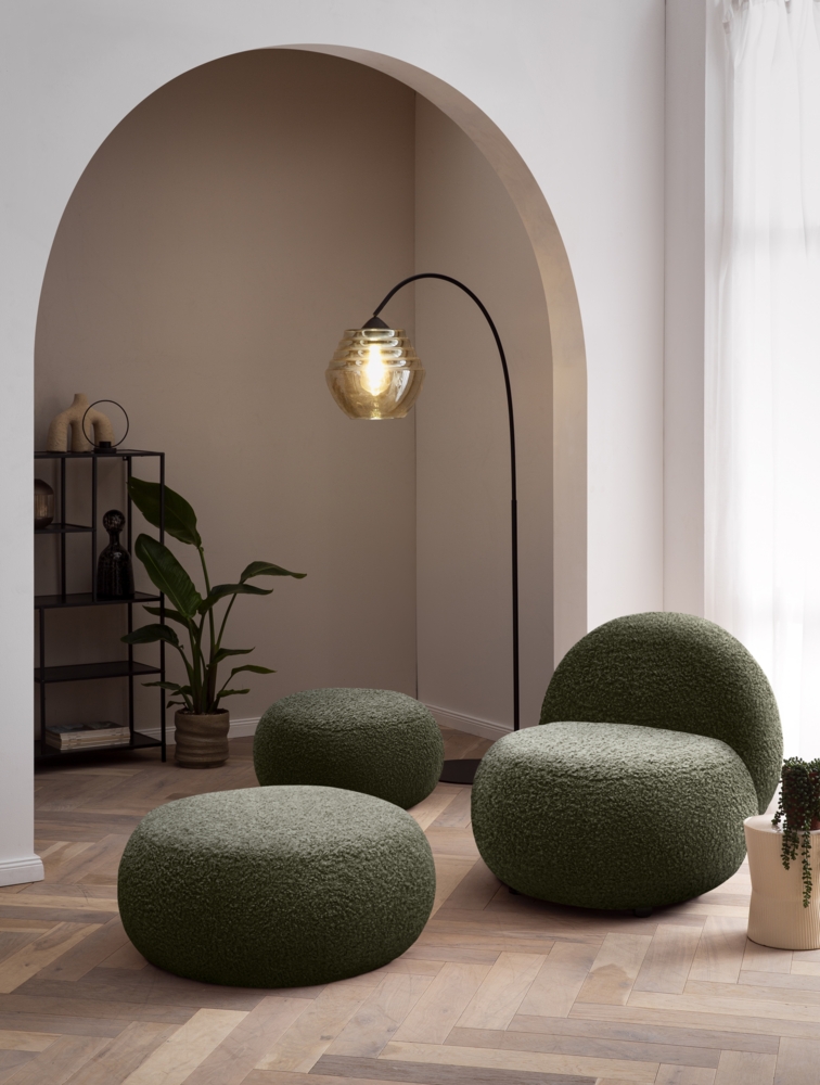 DOMO. collection Sessel 700 016, Polstersessel, rund, gepolsterte Rückenlehne, Füße mit Filzgleitern, Armsessel, Polsterganitur, 73 x 75 x 76 cm (BxTxH), grün Bild 1