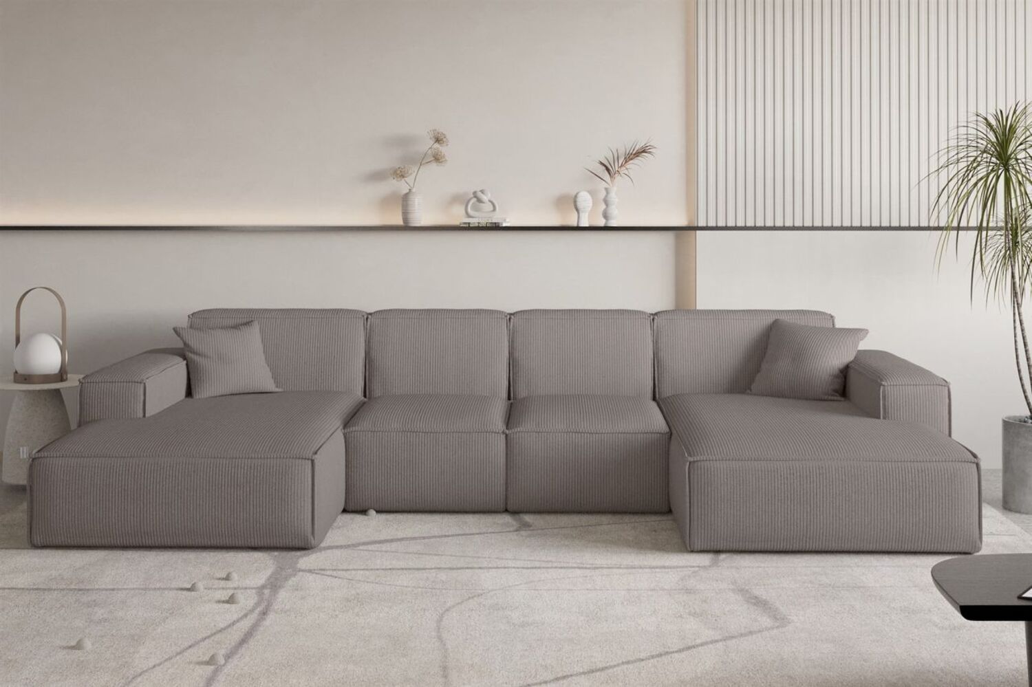 Wohnlandschaft Sofa U-Form CELES PREMIUM XS in Stoff Scala Taupe Bild 1