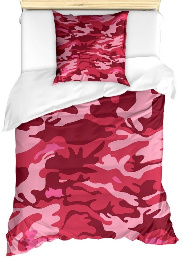 Abakuhaus Bettwäsche Milbensicher Allergiker geeignet mit Kissenbezug, Microfaser, Rosa Camo Texture Herbst-Thema Bild 1