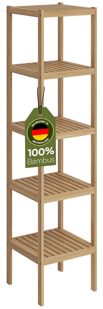Bellamio 'Newa' Badezimmer Regal, Bambus, natur, 140x33x33 cm, Badregal mit 5 Ablagefächern Bild 1