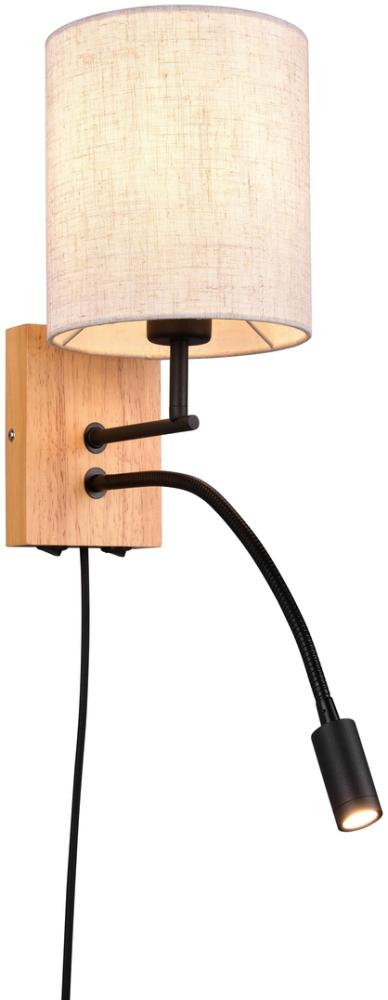 TRIO Leuchten LED Wandleuchte, Lesearm, LED wechselbar, LED fest integriert, warmweiß, Holz mit Schalter skandinavisch Nachttischlampe Leselampe Bett H 30cm Bild 1