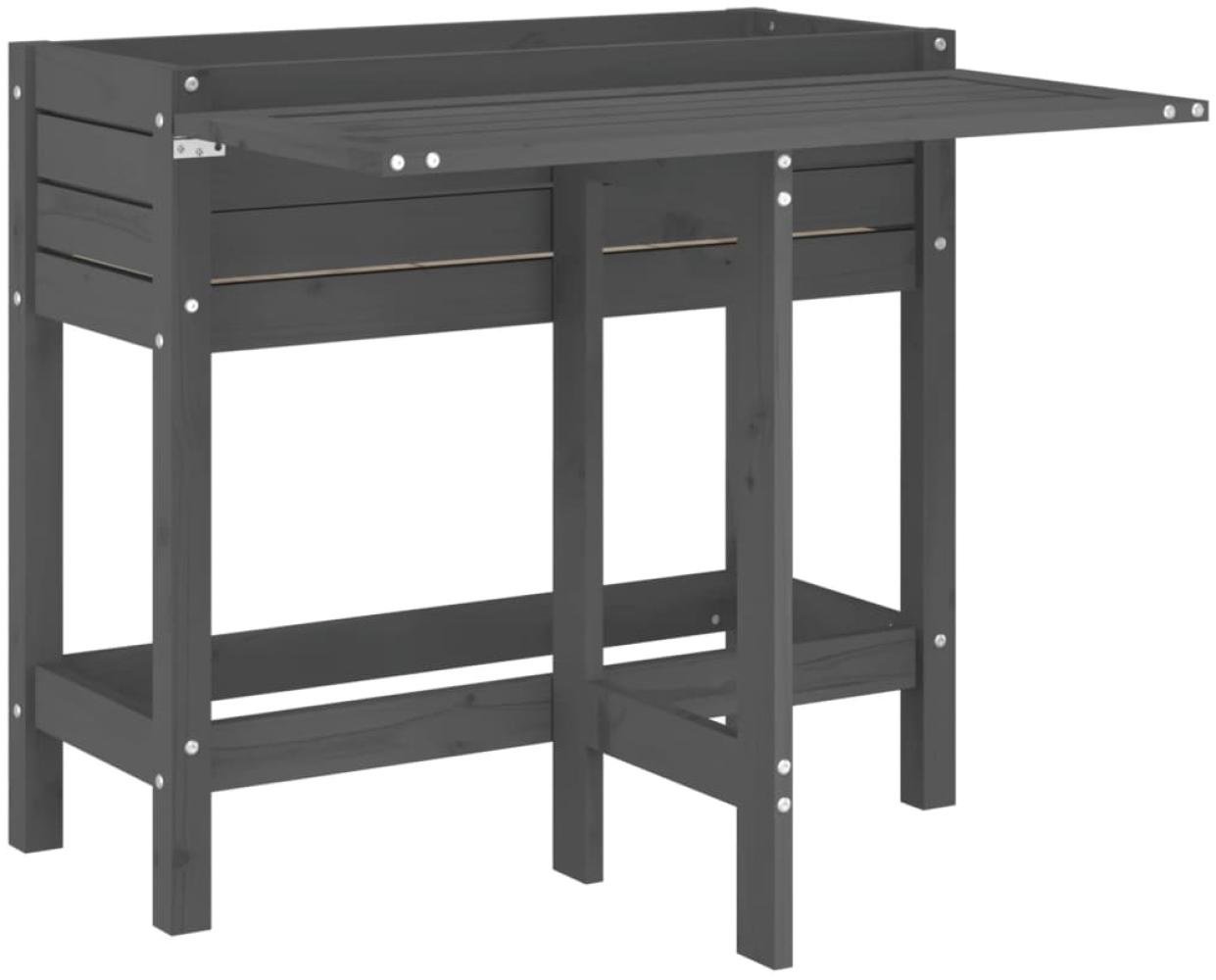vidaXL Pflanzkasten mit Klappbarer Tischplatte Grau Massivholz Kiefer 825123 Bild 1