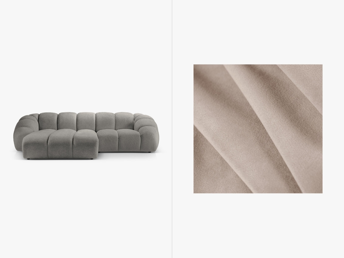 Micadoni Ecksofa Diana 3-Sitzer Links Samtstoff Beige Bild 1