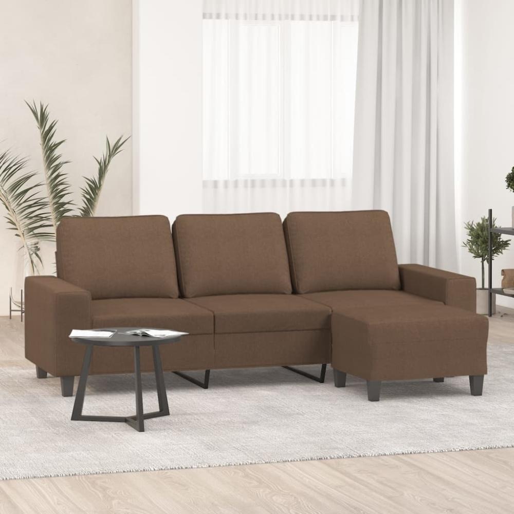 vidaXL 3-Sitzer-Sofa mit Hocker Braun 180 cm Stoff 3201154 Bild 1