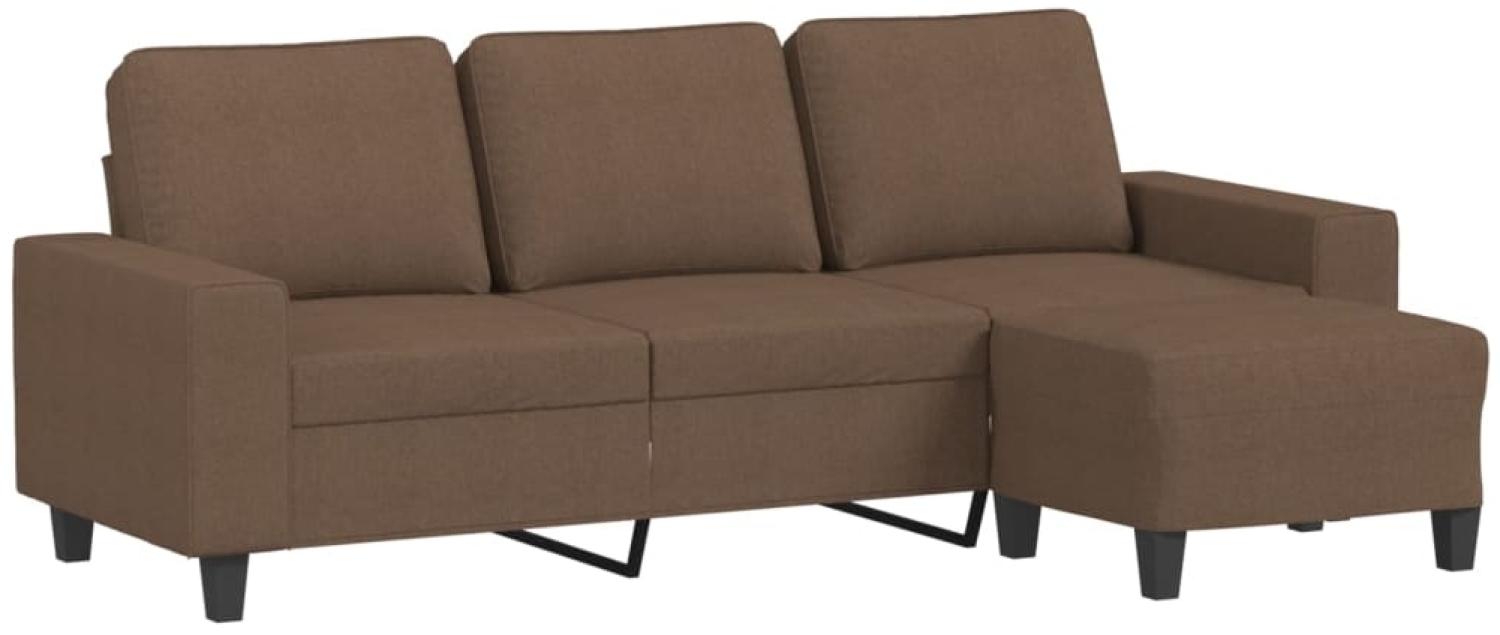 vidaXL 3-Sitzer-Sofa mit Hocker Braun 180 cm Stoff 3201154 Bild 1
