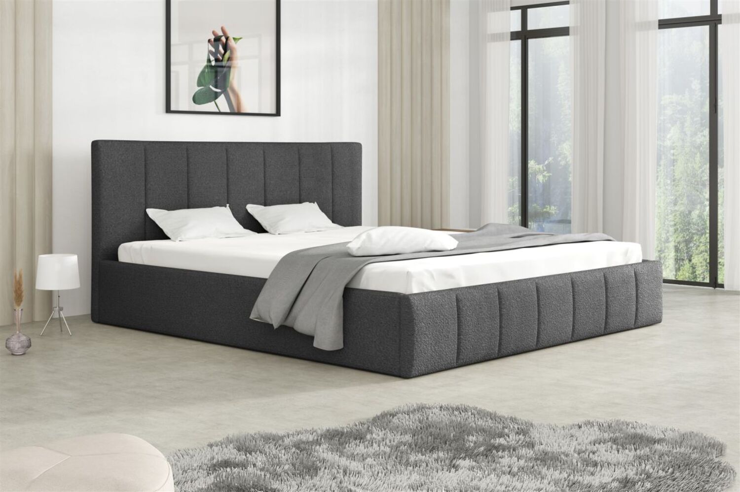 Polsterbett Doppelbett DETROIT 120x200cm Stoff Freya Grafit Bild 1