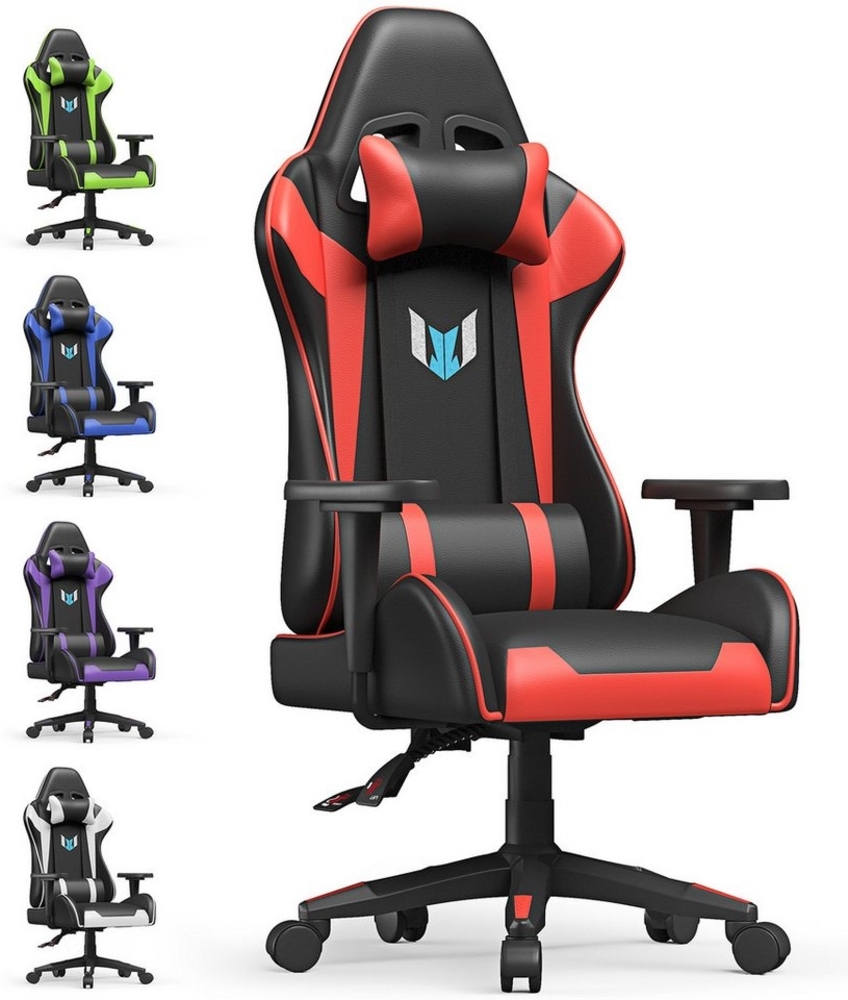 BIGZZIA Gaming Chair Gamer Stühle mit Lendenkissen, Höhenverstellbar,mit Kopfstütze,Computerstuhl Ergonomisch Bild 1