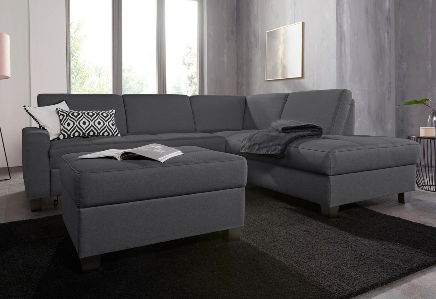 DOMO collection Ecksofa Florentina L-Form, wahlweise mit Bettfunktion, mit Kontrastnaht Bild 1