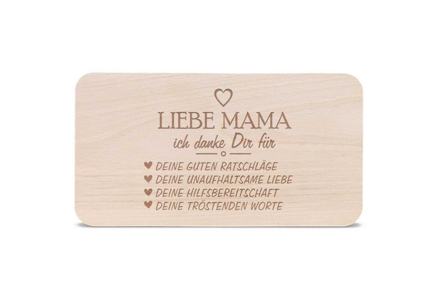 GRAVURZEILE Schneidebrett - Danke für alles Mama - Frühstücksbrettchen - Zum Muttertag, Buchenholz, Geschenkidee für Mama Bild 1