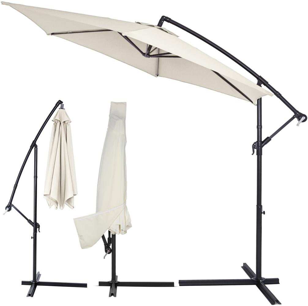 Ampelschirm 300 cm Creme mit Abdeckung & UV Schutz 30+ Bild 1