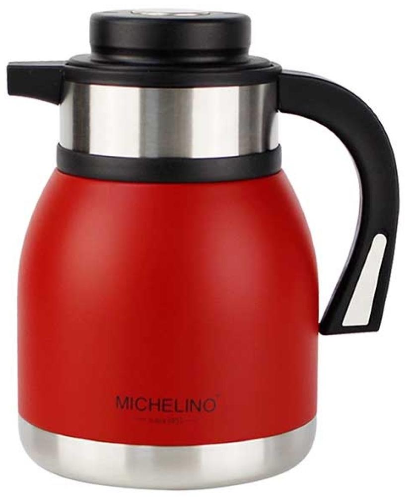 Michelino 1.2L Thermoskanne Doppelwandig Getränkespender Isolierkanne Kanne Kaffee Tee Teekanne Rot Bild 1