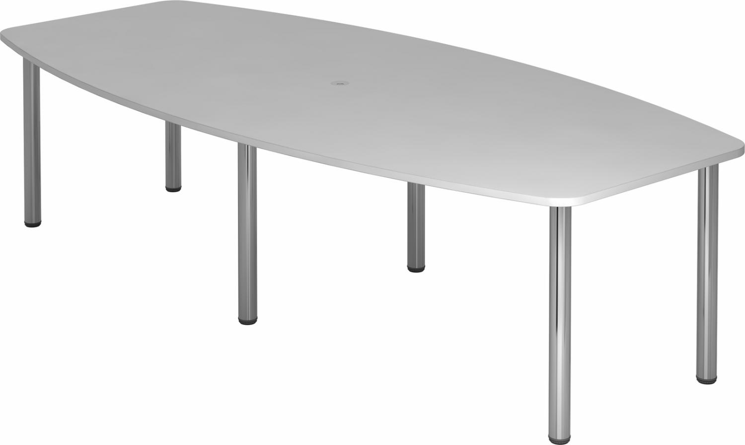 bümö Konferenztisch oval 280x130 cm großer Besprechungstisch in grau, Besprechungstisch mit Chromfüßen, Meetingtisch für 10 Personen, XXL-Tisch für Besprechungsraum & Meeting, KT28C-5 Bild 1