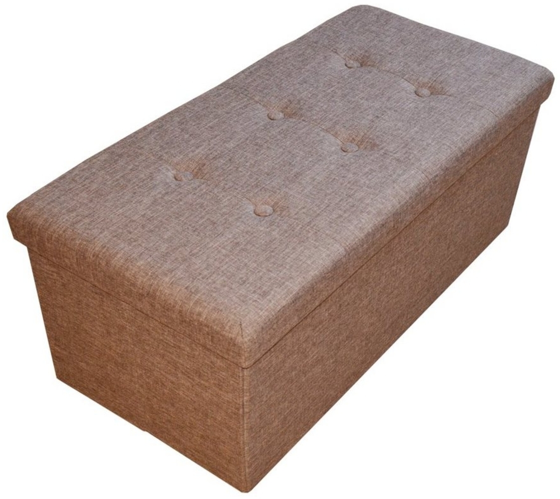 style home Sitzbank faltbare Sitzhocker mit Stauraum, 76*38*38cm (Aufbewahrungsbox mit Deckel, gepolstert Sitzwürfel Fußhocker, Sitztruhe aus Leinen), für Wohnzimmer Schlafzimmer, Braun Bild 1