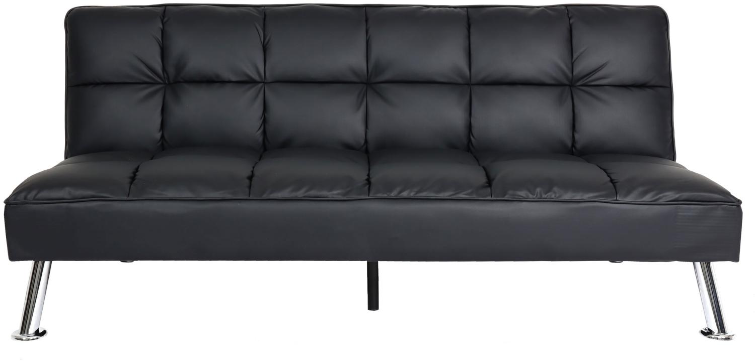 Sofa HWC-K21, Klappsofa Couch Schlafsofa, Nosagfederung Schlaffunktion Liegefläche 181x107cm ~ Kunstleder, schwarz Bild 1