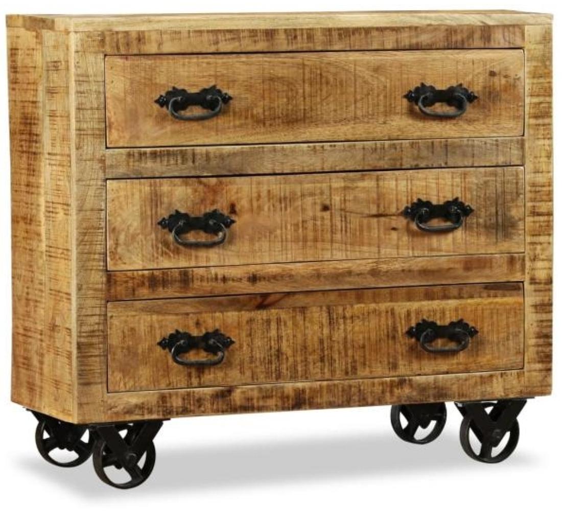 vidaXL Sideboard mit 3 Schubladen Raues Mangoholz Bild 1