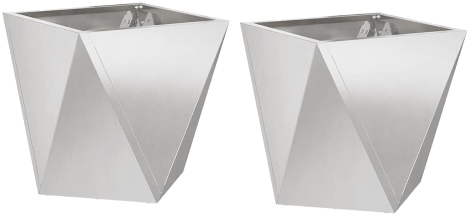 vidaXL Pflanzkübel 2 pcs Silber 30 x 30 x 30 cm Edelstahl 883817 Bild 1