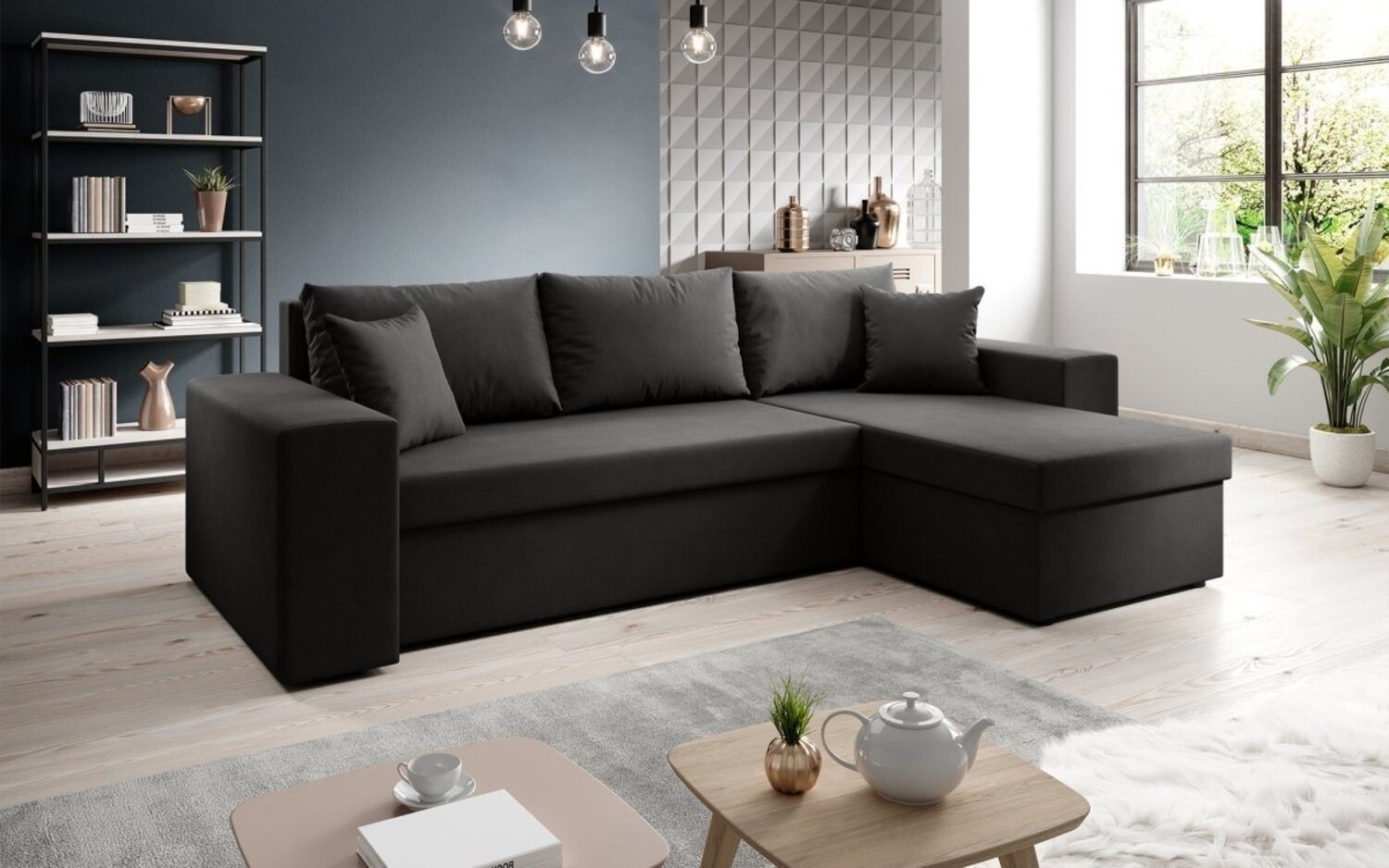 Luxusbetten24 Schlafsofa Designer Sofa Denver, mit Stauraum und Schlaffunktion Bild 1