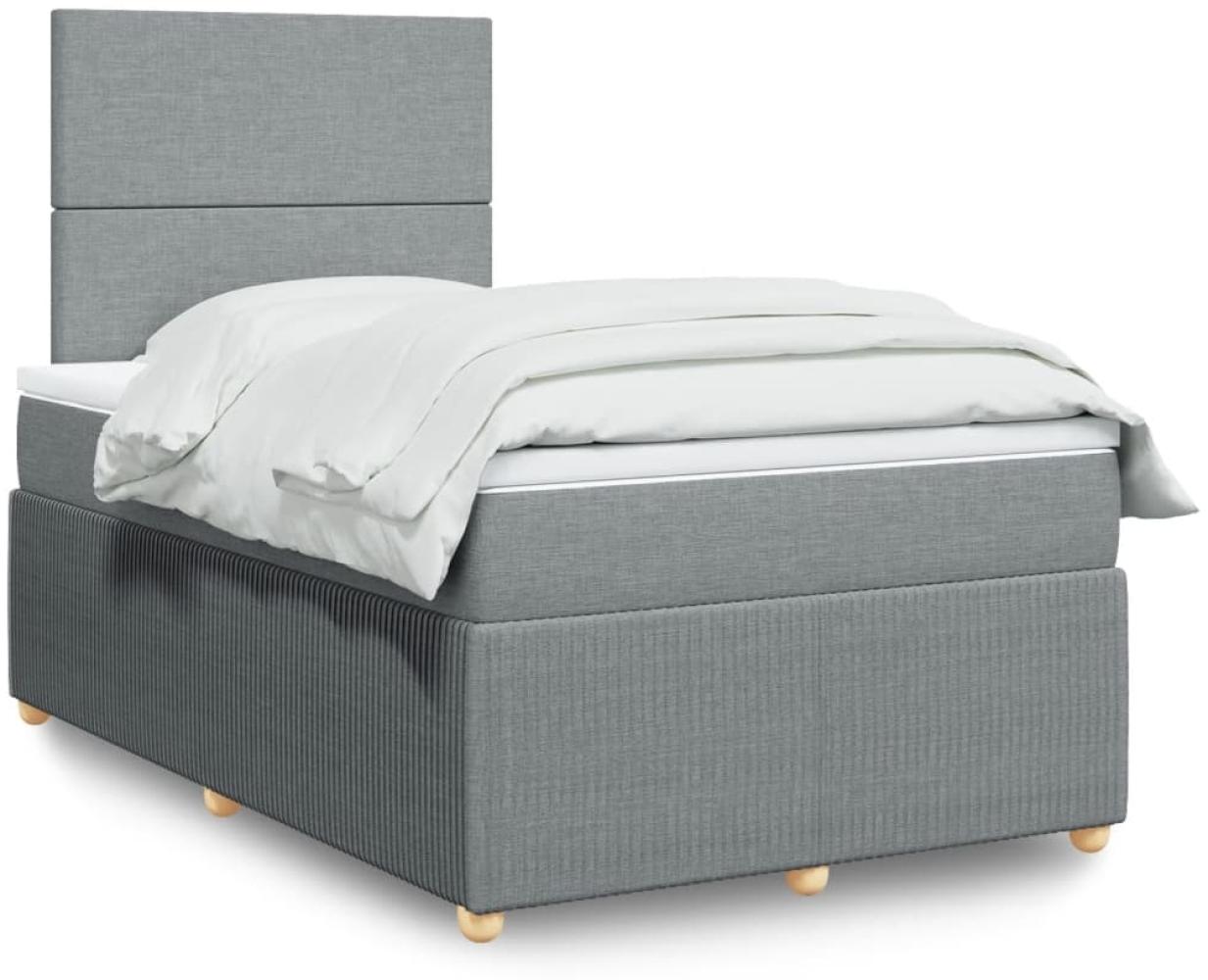 vidaXL Boxspringbett mit Matratze Hellgrau 120x200 cm Stoff 3294316 Bild 1