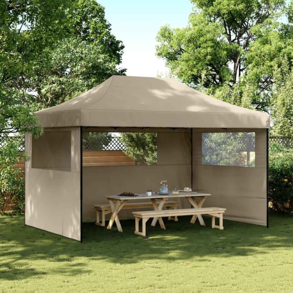 vidaXL Partyzelt Faltbar Pop-Up mit 3 Seitenteilen Taupe 4004970 Bild 1