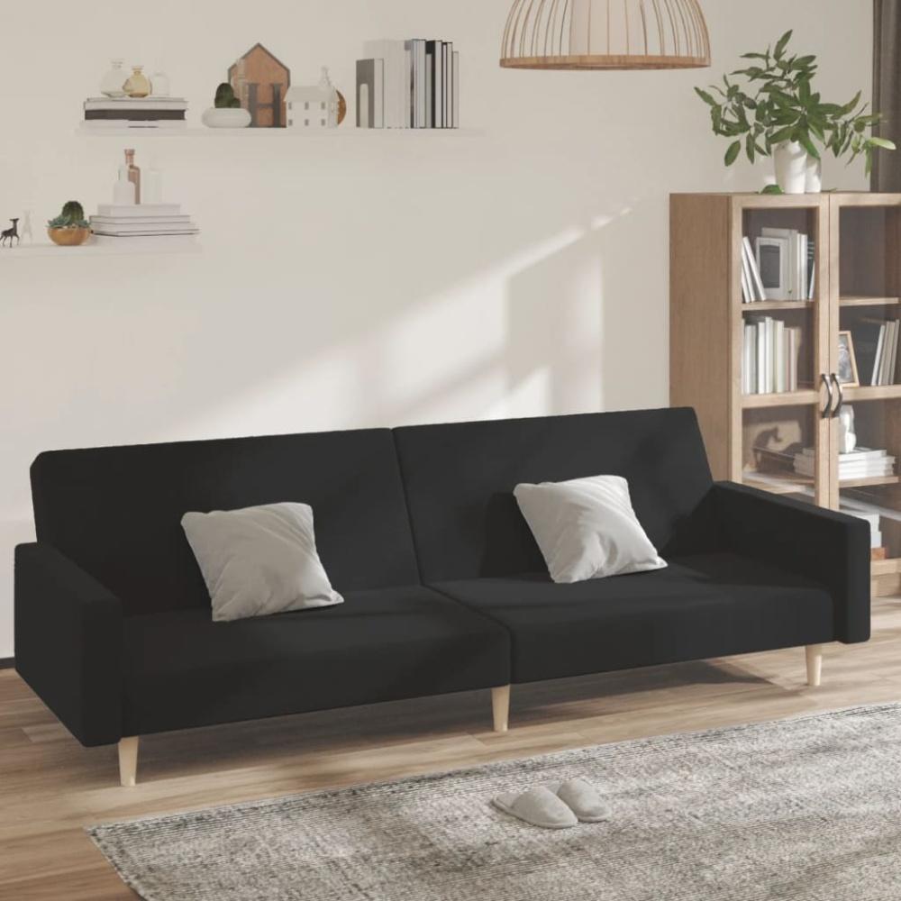 vidaXL Schlafsofa 2-Sitzer Schwarz Stoff Bild 1