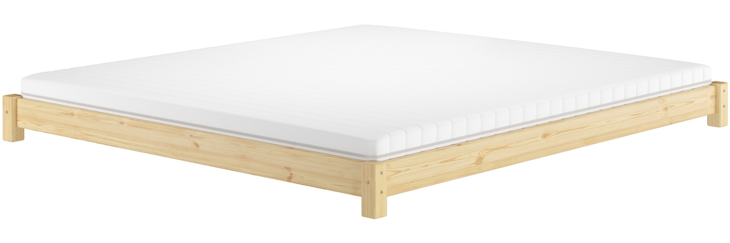 Niedriges Bodenbett Ehebett Vollholzbett in Kingsize 200x200 Kiefer massiv V-60.51-20Rollrost und Matratze inkl. Bild 1