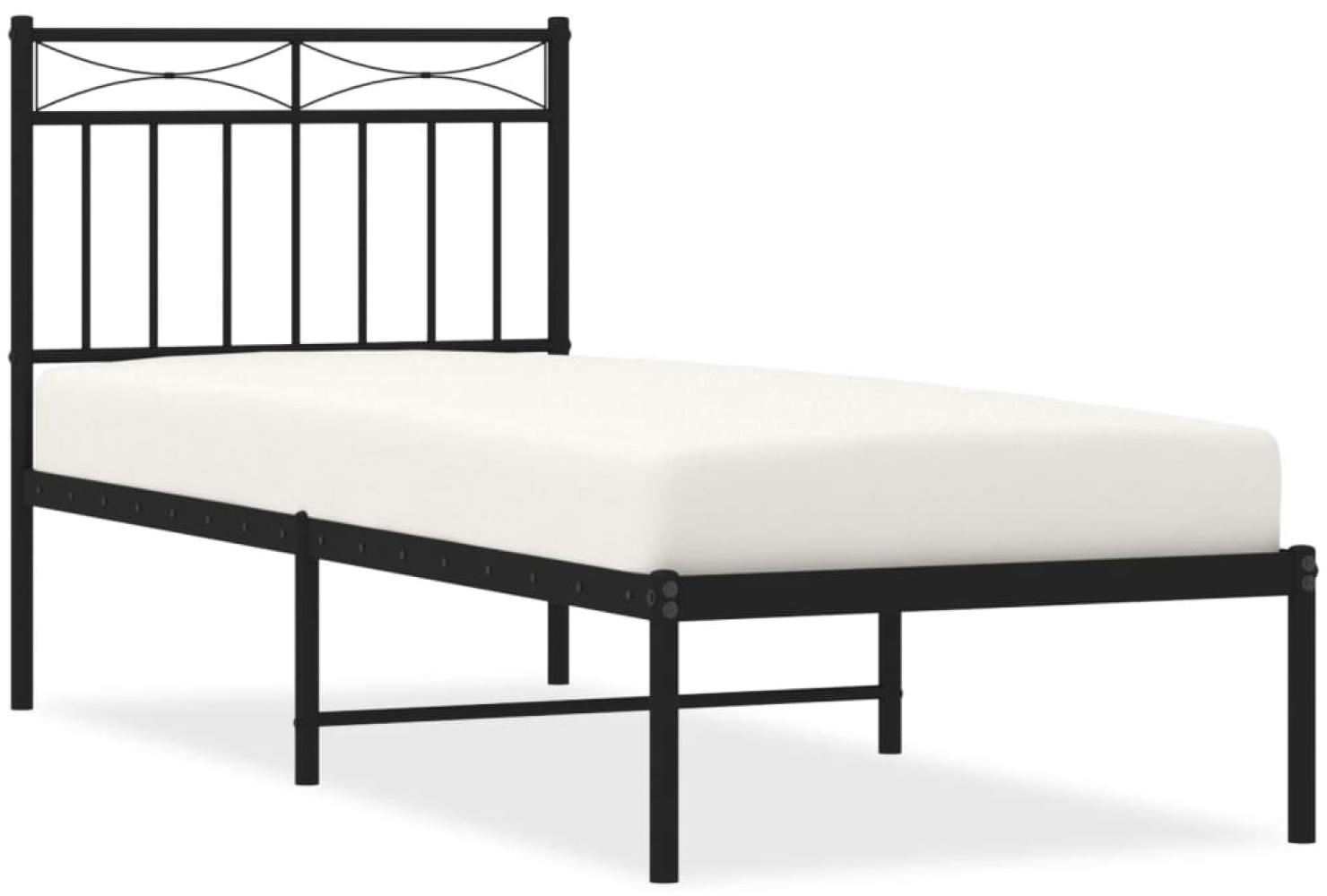 vidaXL Bettgestell mit Kopfteil, Metall, Schwarz, 80x200 cm Bild 1