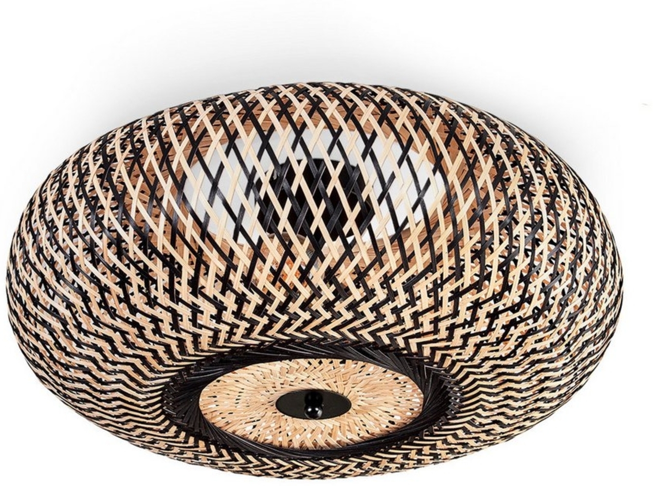 hofstein Deckenleuchte Deckenlampe aus Metall/Bambus in Schwarz/Natur, ohne Leuchtmittel, Boho-Style, skandinavisches Design, Schirm Ø 50cm, Lichteffekt, 3x E27 Bild 1