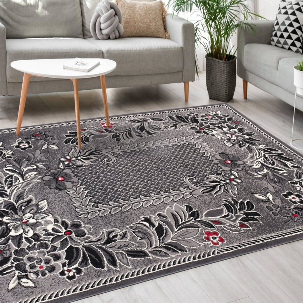 Mazovia Designteppich Modern Teppich Kurzflor Wohnzimmerteppich Robust und pflegeleicht GRAU, 60 x 100 cm, Fußbodenheizung,Allergiker geeignet,Farbecht,Pflegeleicht,Geometrisch Bild 1