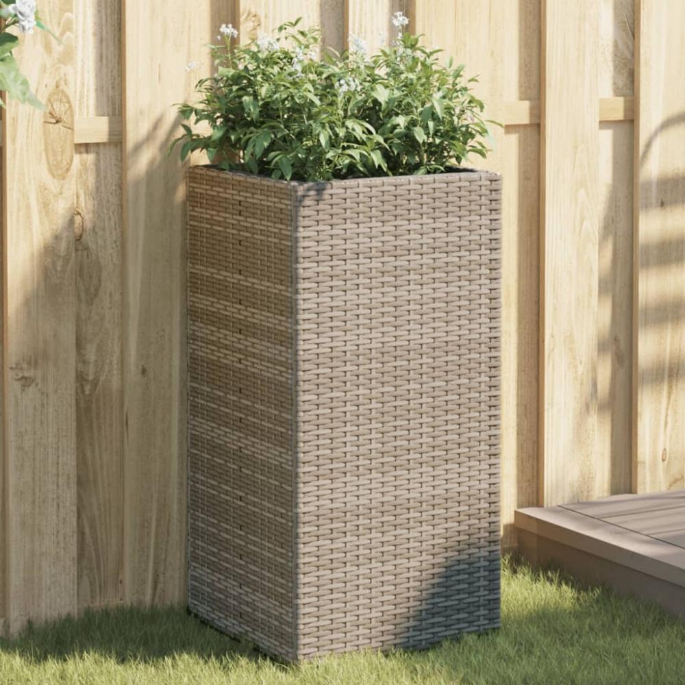 vidaXL Pflanzkübel 2 Stk. Grau 40x40x80 cm Poly Rattan 3210521 Bild 1