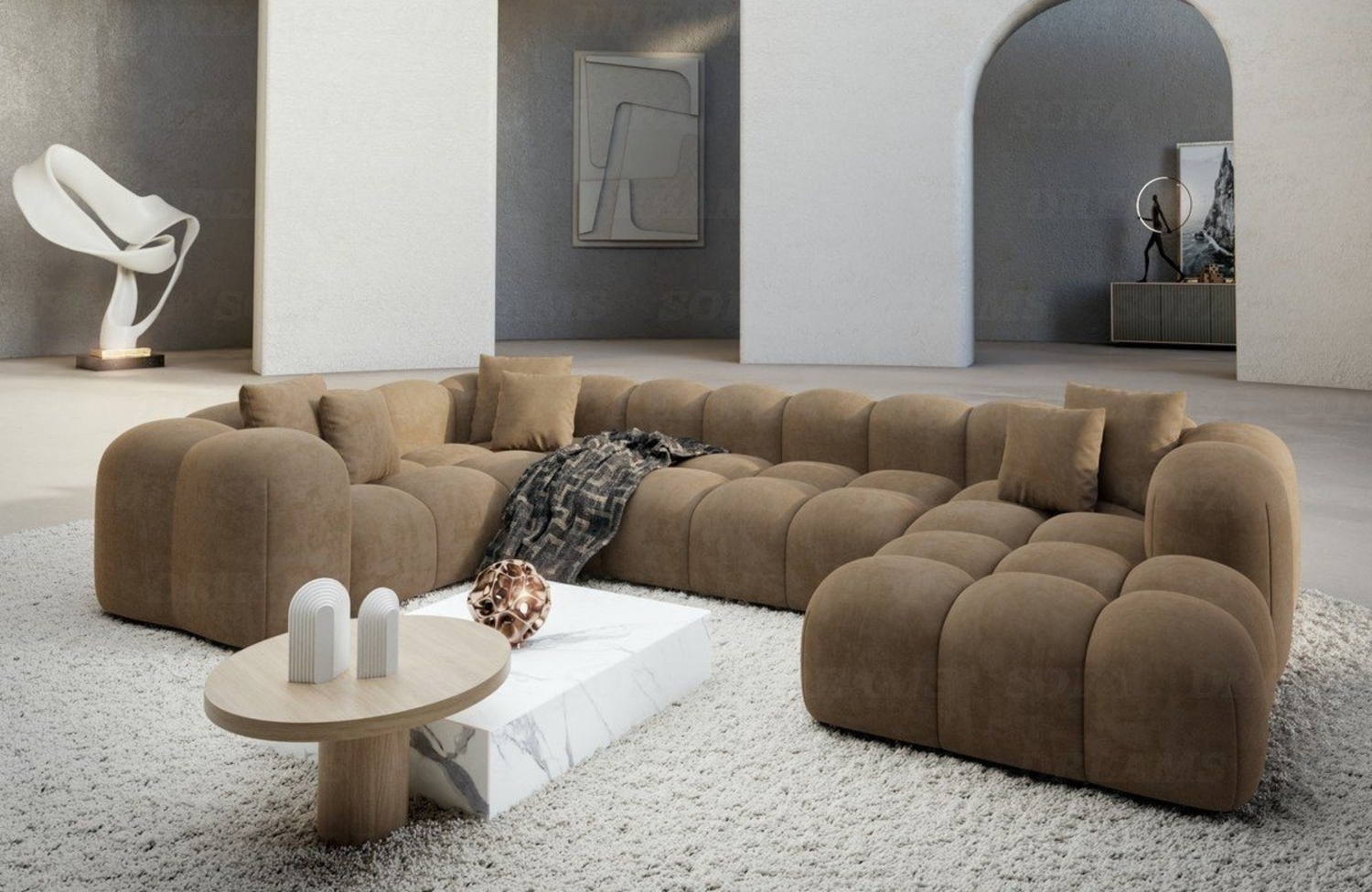 Sofa Dreams Wohnlandschaft Design Couch Stoff Wohnlandschaft Formentera U Form Stoffsofa, Loungesofa Bild 1