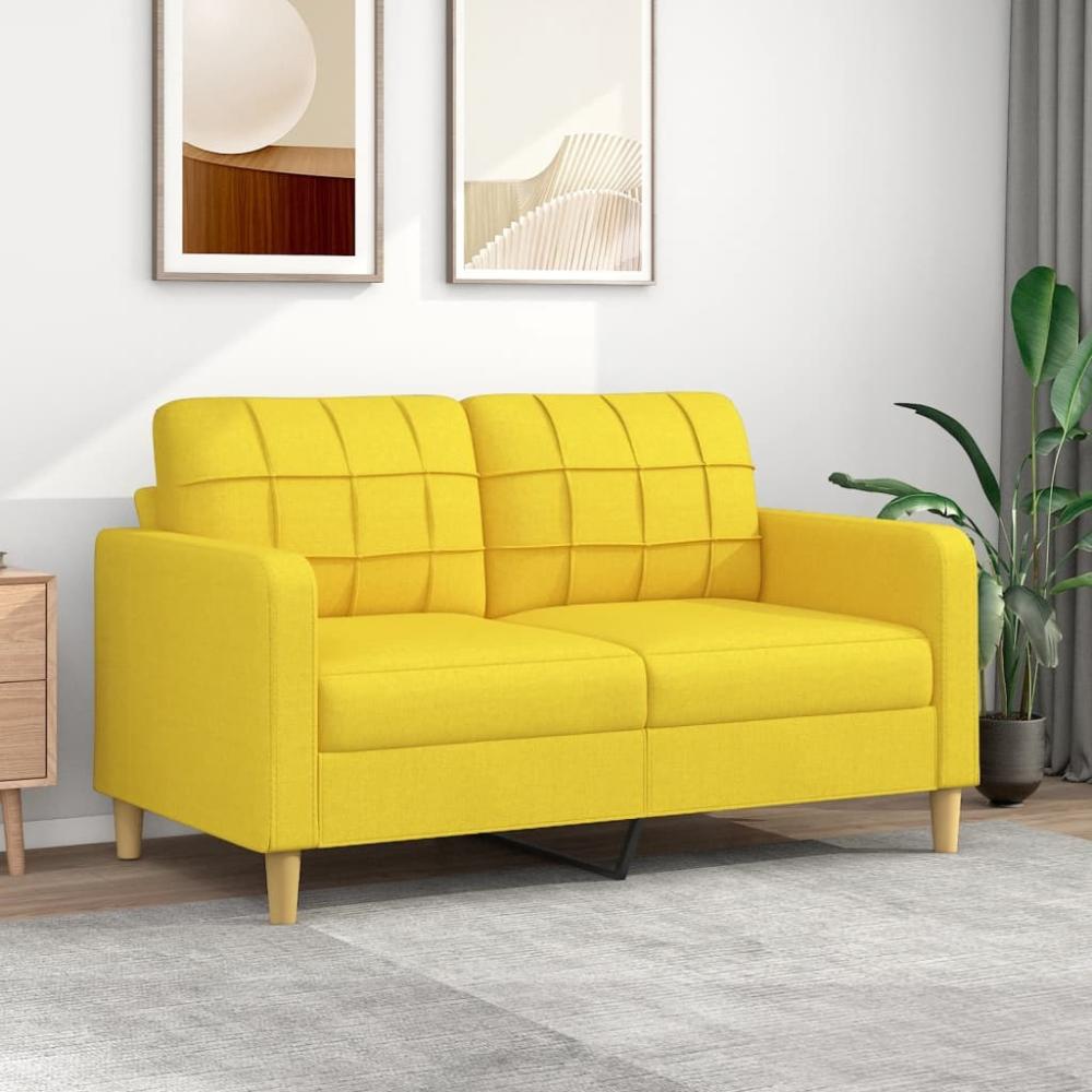 vidaXL 2-Sitzer-Sofa Hellgelb 140 cm Stoff 359096 Bild 1