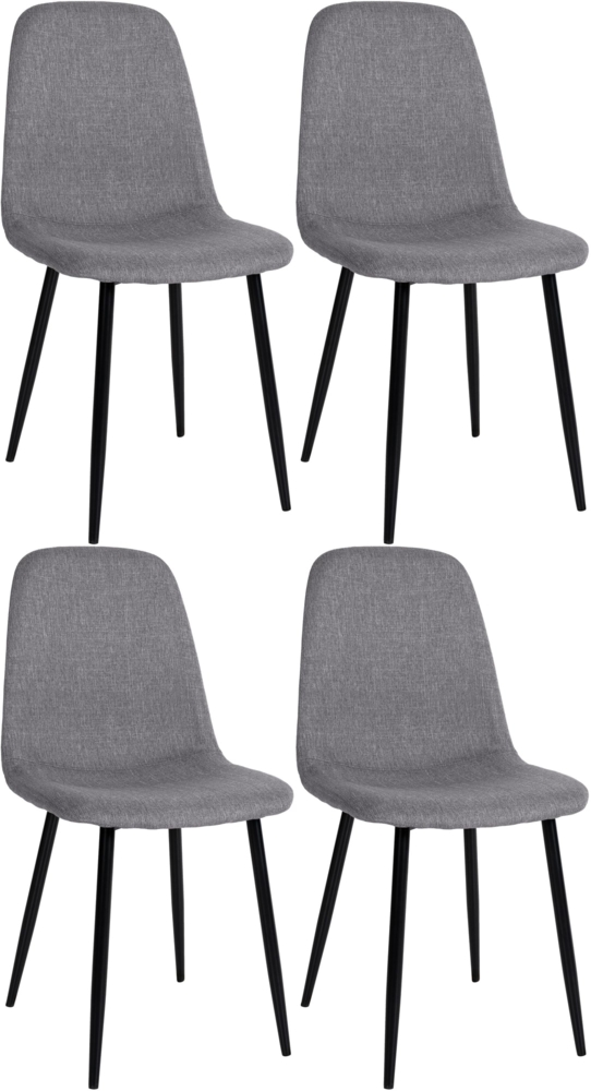 DELUKE® Esszimmerstühle 4er Set MOVI - Grau Stoff, Metall 88x44x51cm Strapazierfähiger & pflegeleichter Bezug Esszimmerstuhl Stuhl Esszimmer Küchenstühle Wohnzimmerstühle Bild 1