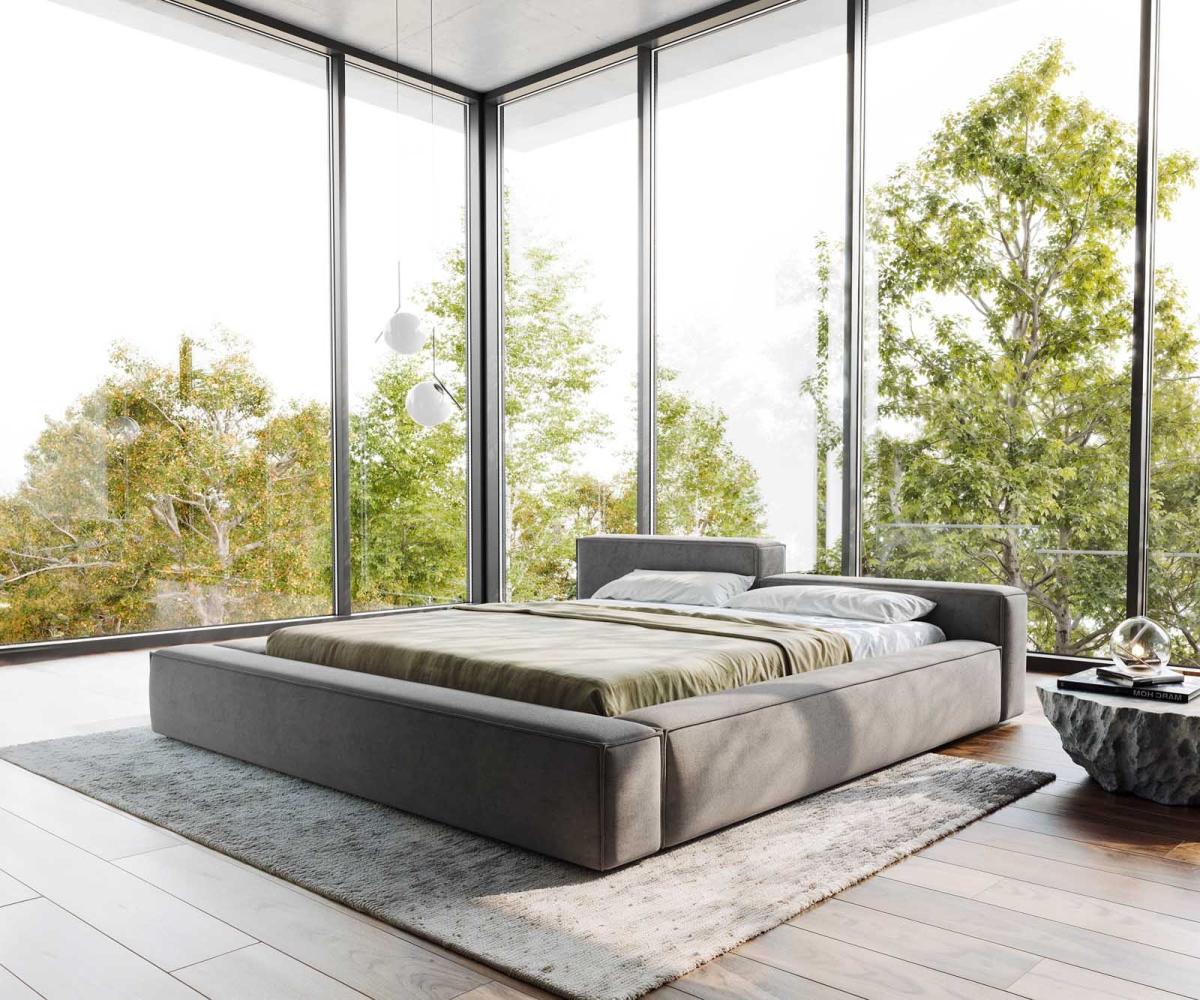 Polsterbettgestell Kalinea 180x200 cm Mikrofaser Grau Bild 1