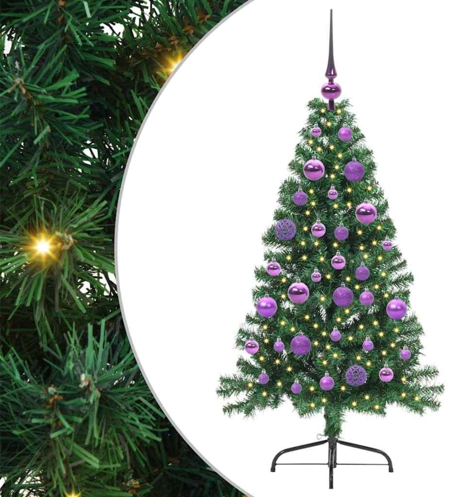 vidaXL Künstlicher vorbeleuchteter Weihnachtsbaum Grün 120 cm PVC 3396995 Bild 1