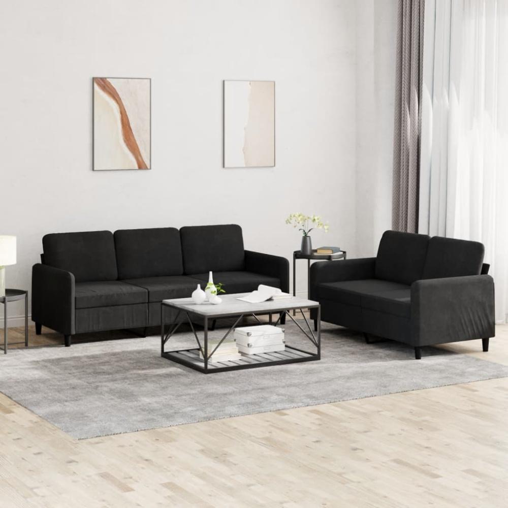 vidaXL 2-tlg. Sofagarnitur Schwarz Samt 3202019 Bild 1